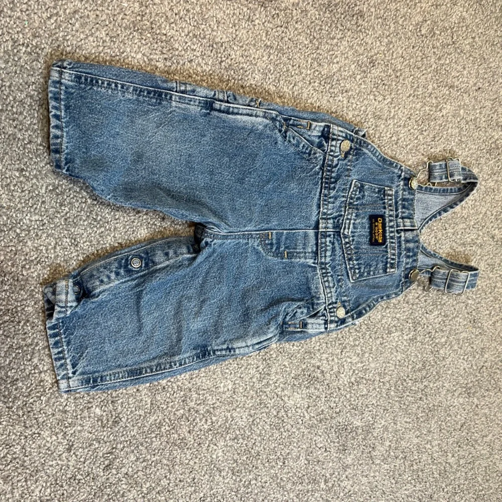 vintage OshKosh B'gosh Denim Overalls Baby 6-9 Months Blue Vestbak Snaps 90s